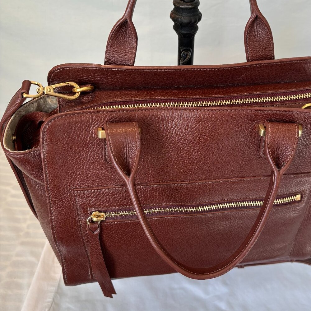 GiGI New York brown leather satchel purse with crossbody strap - Picture 4 of 14